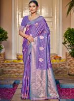 Silk Purple Party Wear Weaving Saree